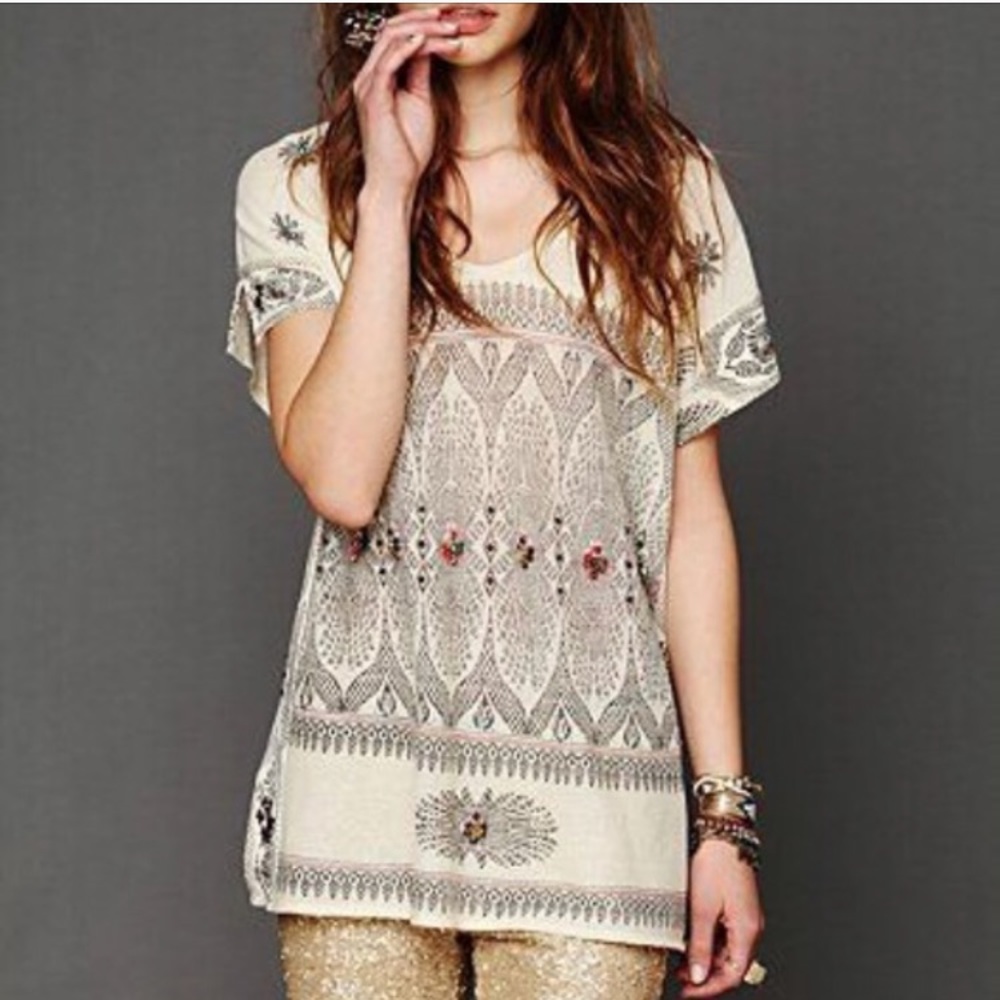 Free People Romantics Byzantine Dreams Boho Tunic S/P